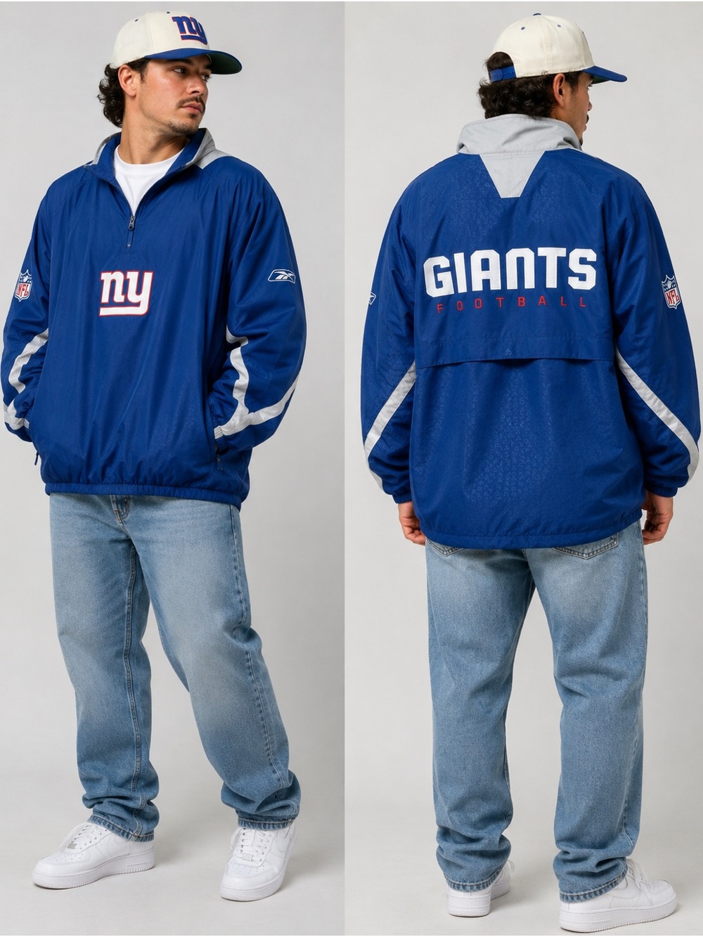 Vintage Reebok New York Giants NFL On Field Sideline 1/4 Zip Jacket 2XL